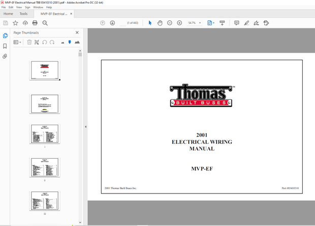 Thomas Built Buses MVP-EF 2000 Electrical Wiring Manual – PDF DOWNLOAD