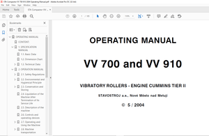 STA Compactor VV 700 &amp; VV 910 VIBRATORY ROLLERS ENGINE CUMMINS TIER II OPERATING MANUAL – PDF 