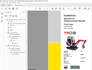 Wacker Neuson Crawler Excavator 1903 Spare Parts List Manual – PDF DOWNLOAD