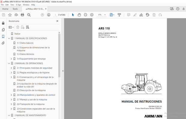 AMMANN ARS 110 MANUAL DE INSTRUCCIONES 3004254 - PDF DOWNLOAD