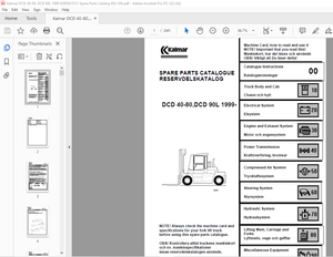 Kalmar DCD 40-80, DCD 90L 1999 Spare Parts Catalogue Manual 920936.0121 – PDF DOWNLOAD