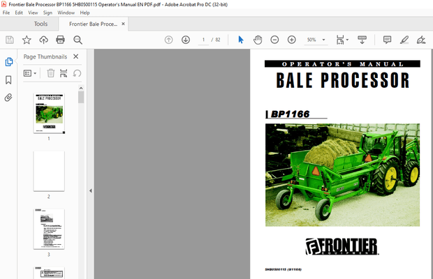 Frontier Bale Processor BP1166 Operator’s Manual(5HB0500115) – PDF DOWNLOAD