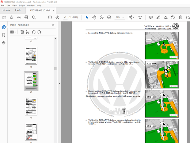 Volkswagen Golf 2004 Golf Plus 2005 Maintenance Manual - PDF DOWNLOAD 