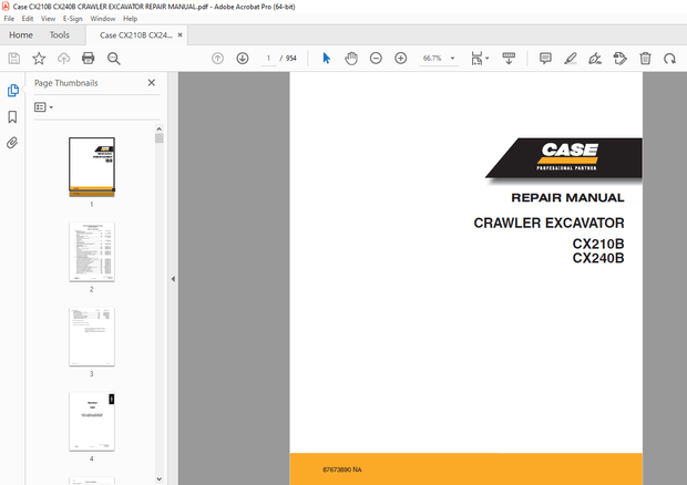 Case CX210B CX240B Crawler Excavators Repair Manual - PDF DOWNLOAD