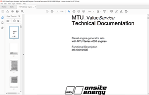 MTU Diesel engine-generator  MTU Series 4000 engines Technical Documentation Manual MS13019-00E PDF