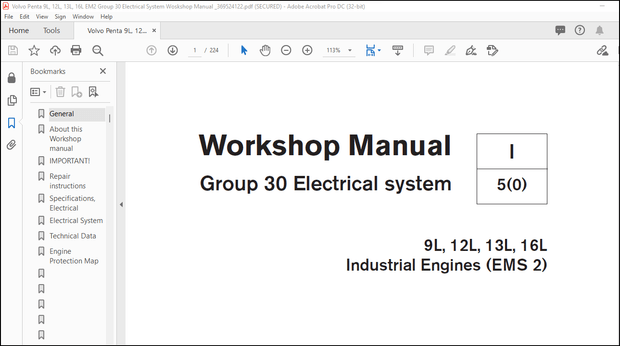 Volvo Penta 9L, 12L, 13L, 16L EM2 Group 30 Electrical System Woskshop Manual _369524122 – PDF 