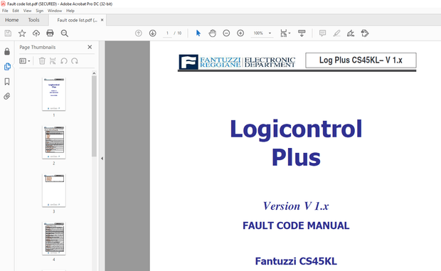 Fantuzzi Reggiane Log Plus CS45KL Fault Code Manual – PDF DOWNLOAD