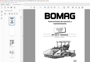 Bomag Extendedora de Carreteras BF 600 C – HCE HCG Instrucciones de servicio Manual – PDF DOWNLOAD 