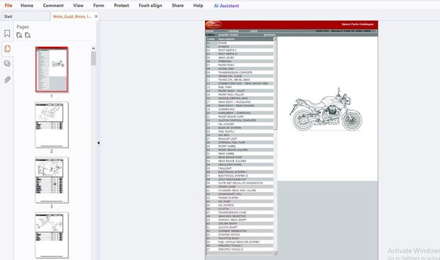 2005-2006 Moto Guzzi Breva 1100 IE Parts Manual - PDF DOWNLOAD
