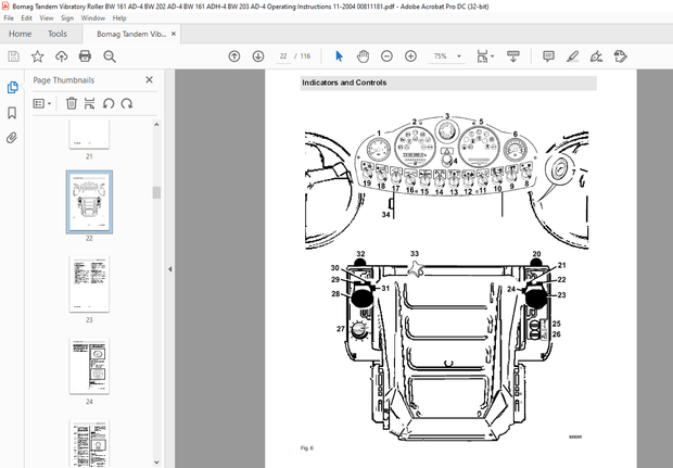 Bomag BW 161 AD-4 BW 202 AD-4 BW 161 ADH-4 BW 203 AD-4 Tandem Roller Operating  Manual 00811181 PDF