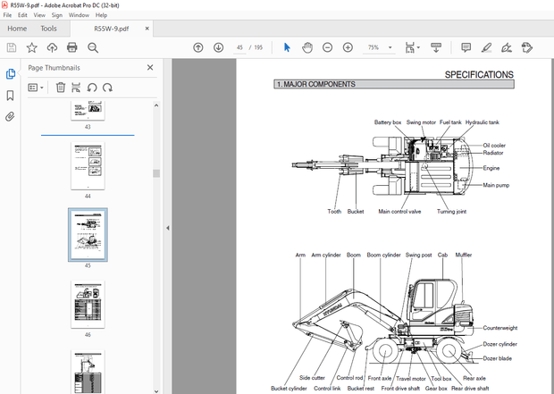 Hyundai R55W-9 Wheeled Excavator Operator’s Manual 2023 – PDF DOWNLOAD