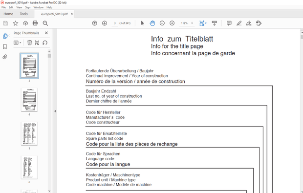 Pottinger Tractor EUROPROFI 5010 combiline Spare Parts Manual – PDF DOWNLOAD