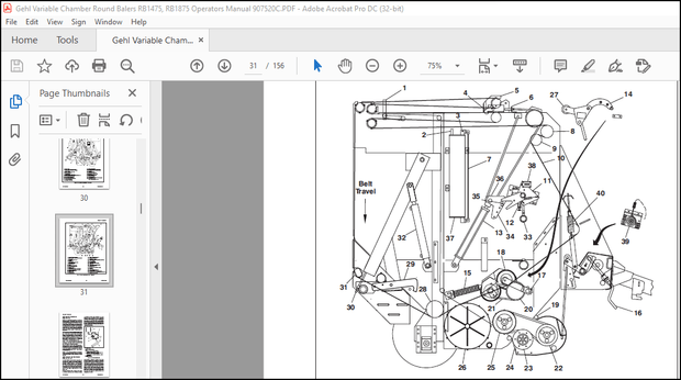 Gehl Variable Chamber Round Balers RB1475 RB1875 Operator’s Manual 907520C – PDF DOWNLOAD