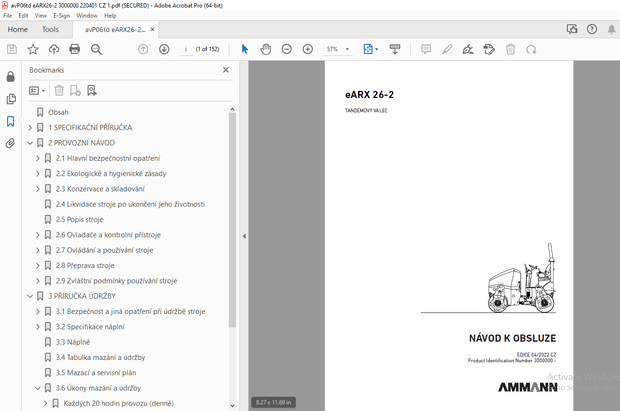 AMMANN eARX 26-2 TANDEMOVÝ VÁLEC NÁVOD K OBSLUZE 3000000 PDF