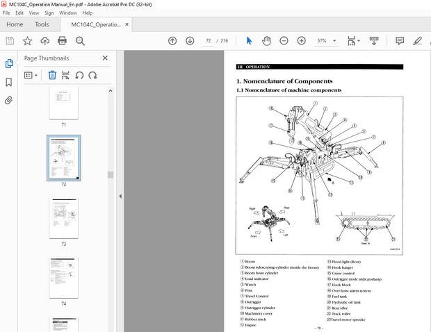 Maeda MINI-CRAWLER CRANE MC-104C OPERATION MANUAL SN00001 – PDF DOWNLOAD