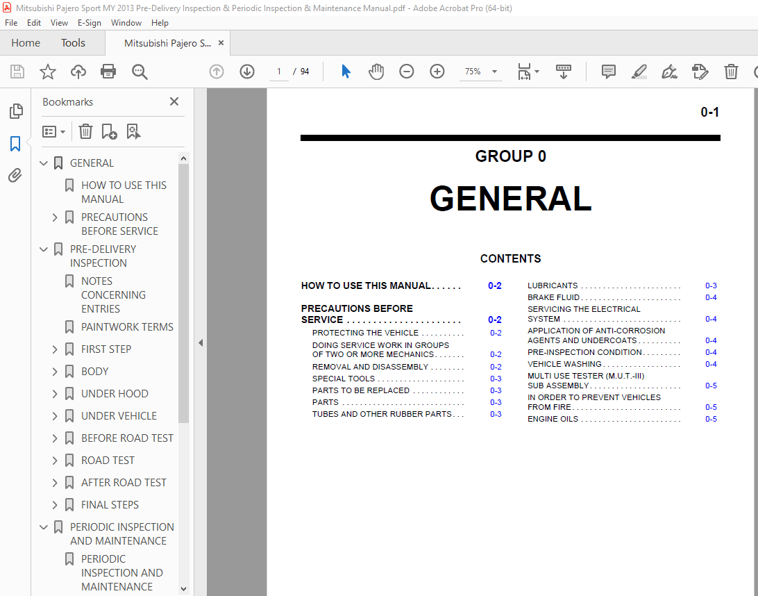 2018 MITSUBISHI PAJERO MAINTENANCE SCHEDULE PDF visual data 3