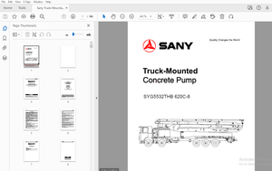 Sany Truck-Mounted Concrete Pump SYG5532THB 620C-8 62M Operation &amp; Maintenance Manual – PDF DOWNLOAD