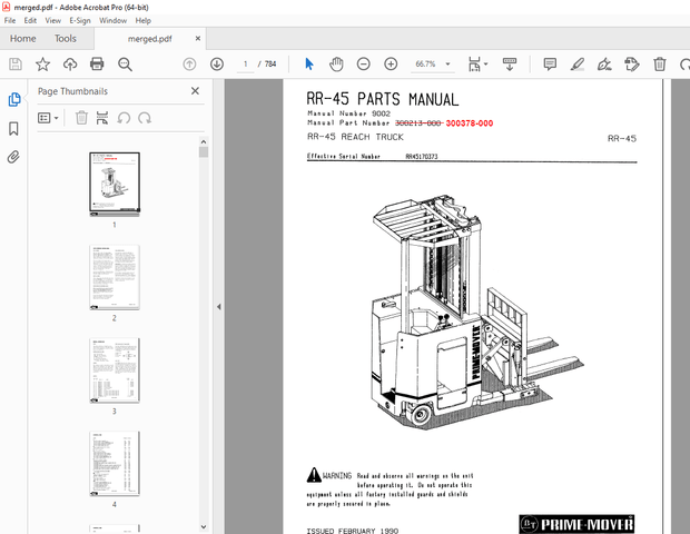 BT Prime-Mover RR-45 Reach Truck Parts Manual - PDF DOWNLOAD 