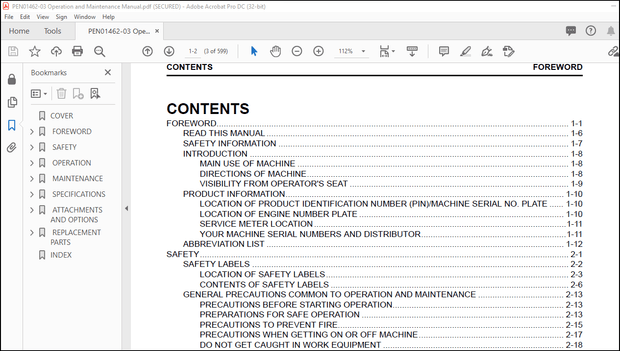 Komatsu PC2000-11R Hydraulic Excavator Operation &amp; Maintenance Manual PEN01462-03 – PDF DOWNLOAD