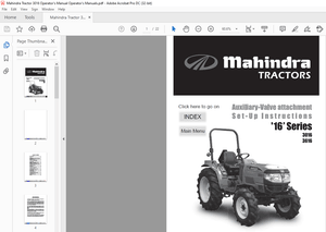 Mahindra Tractor’16’Series 3016 3616 Auxiliarv-Valve attachment Operator’s Manual – PDF DOWNLOAD