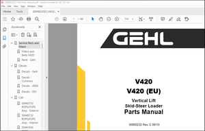 Gehl V420 V420 (EU) Vertical Lift Skid-Steer Loader Parts Manual 50950232 – PDF DOWNLOAD