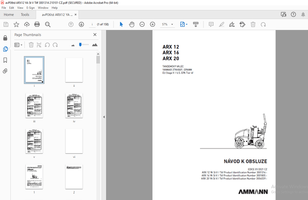 AMMANN ARX 12 ARX 16 ARX 20 TANDEMOVÝ VÁLEC NÁVOD K OBSLUZE PDF