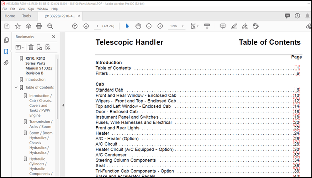 GEHL RS10-44 RS10-55 RS12-42 Telescopic Handlers Parts Manual(913322) – PDF DOWNLOAD