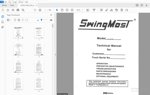 Drexel SwingMast SL-22-ESS Service &amp; Parts Manual - PDF DOWNLOAD