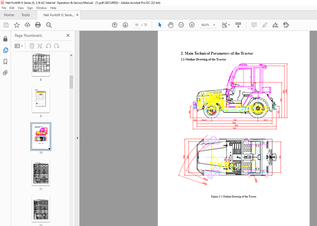 Heli Forklift G Series 2t, 2.5t AC Internal Operation &amp; Service Manual -  PDF DOWNLOAD