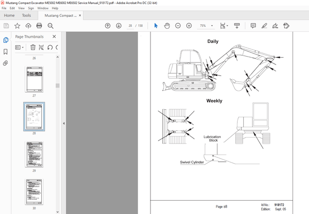 Mustang Compact Excavator ME5002 ME6002 ME6502 Service Manual_918172 – PDF DOWNLOAD