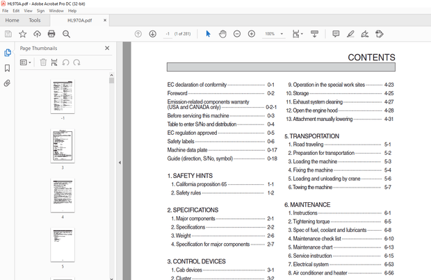 Hyundai HL970A Wheel Loader Operator’s Manual 2023 – PDF DOWNLOAD