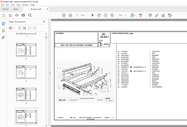 Laverda 286 LCS Agricultural Tractor Parts Manual 318100001-318100024 – PDF DOWNLOAD