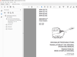 Ammann APH 50/75 APH 55/75 APH 60/85 APH 65/85 Operating Manual PDF