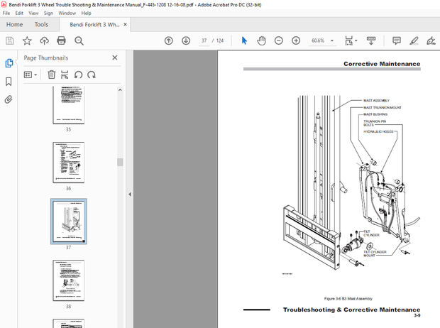 Bendi Landoll 3 Wheel Electric VERY Narrow Aisle Forklift Troubleshooting &amp; Maintenance Manual – PDF