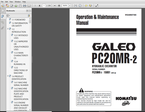 Komatsu PC20MR-2 Galeo Hydraulic Excavator Operation &amp; Maintenance Manual (15001 and up) PDF