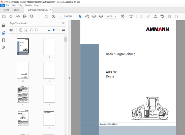 AMMANN ARX 90 Deutz Bedienungsanleitung (P06412DE) PDF
