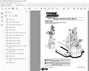 BT-Prime Mover WSX20 WSX25 Electric Walkie Adjustable Straddle Stacker Parts Manual - PDF DOWNLOAD