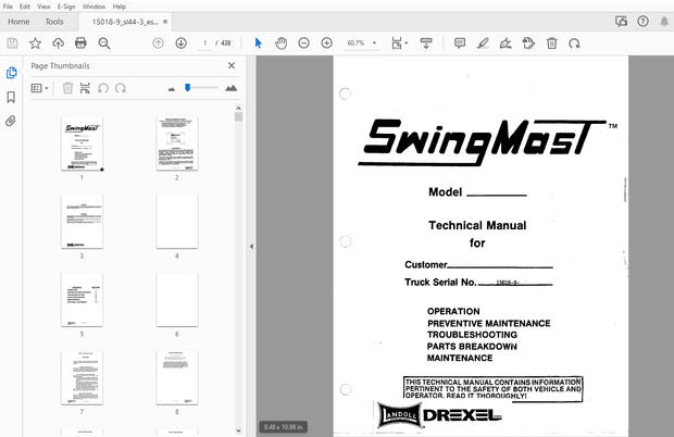 Drexel SL44/3 ESS Service &amp; Parts Manual 15018 – PDF DOWNLOAD