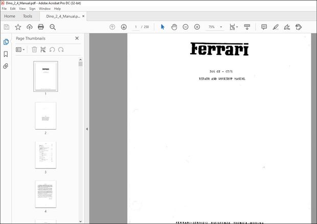 Ferrari Dino 246 GT- GT/S Repair &amp; Workshop Manual - PDF DOWNLOAD