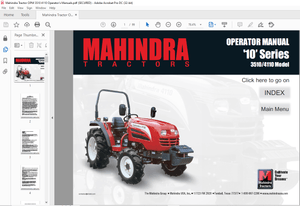 Mahindra Tractor ’10’ Series 3510 4110 Operator’s Manual – PDF DOWNLOAD