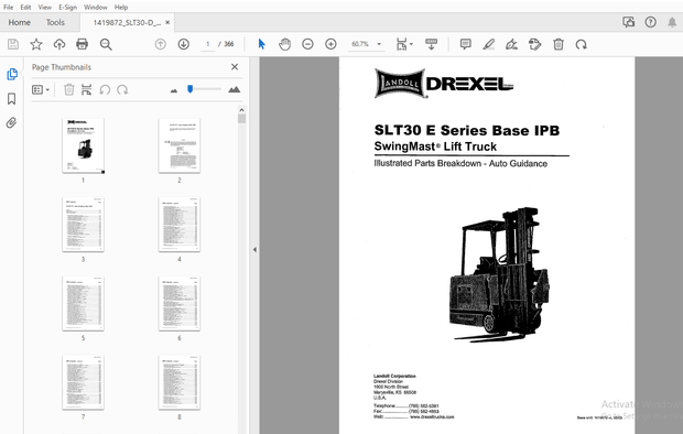 Drexel SLT HLT Series Base IPB Trilateral Turret Fork Lift Truck Parts Manual 1422119 – PDF DOWNLOAD