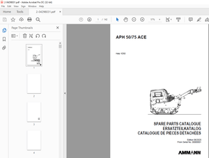 Ammann APH 50/75 ACE Hatz 1D50 Parts Manual SN 00000001 – PDF