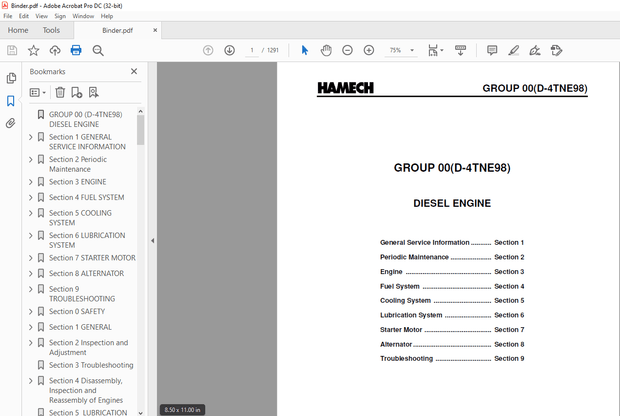 Crown Forklift IC Hamech D-4TNE98 DIESEL ENGINE Service Manual  – PDF DOWNLOAD