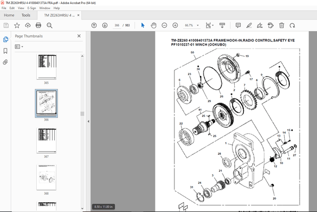 Tadano Crane TM-ZE260 41008401373A FRAME/HOOK-IN,RADIO CONTROL,SAFETY EYE Parts Manual - PDF DOWNLOA