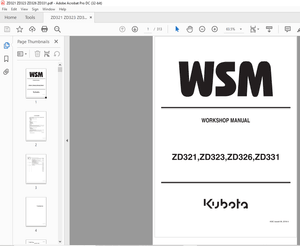 Kubota Zero Turn Mower ZD321 ZD323 ZD326 ZD331 Workshop Manual – PDF DOWNLOAD