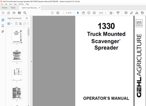 Gehl Truck Mounted Scavenger Spreaders MS1330TM Operators Manual 907533B – PDF DOWNLOAD