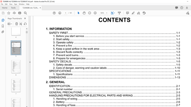 Kubota Lawn Tractor T2090BR-AU T2290KW-AU T2290KWT-AU Workshop Manual – PDF DOWNLOAD