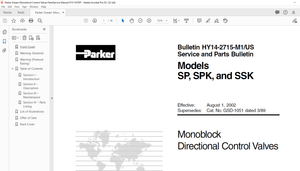 Parker SP SPK &amp; SSK Gresen Monoblock Control Valves PartsService Manual 915118 – PDF DOWNLOAD