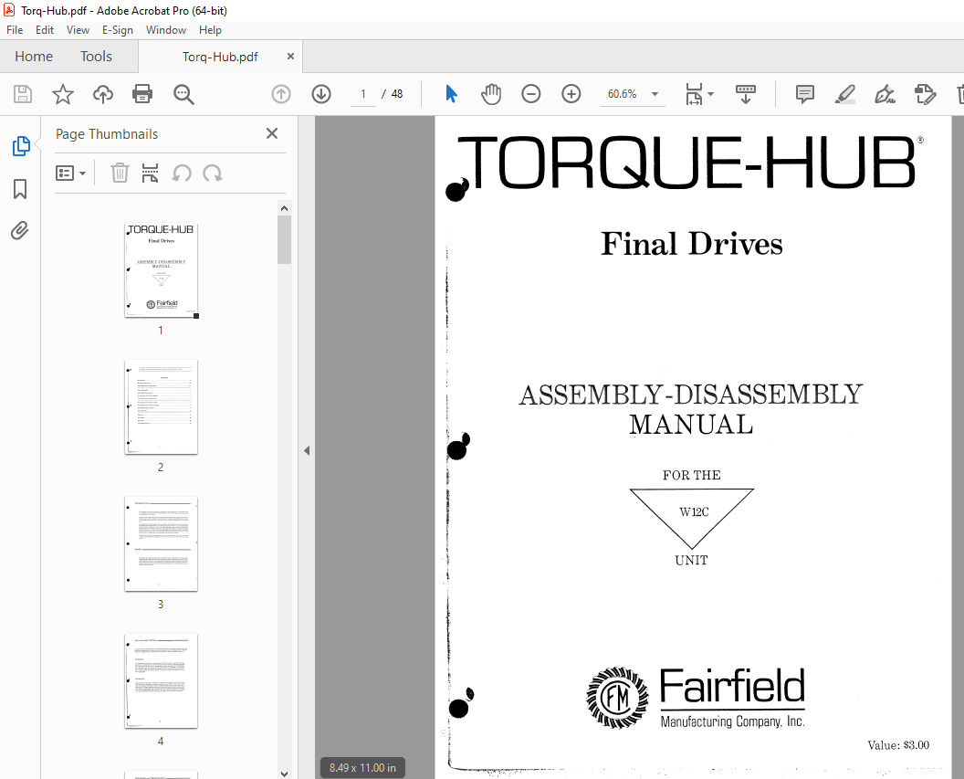 Cat Fairfield TorqueHub W12C Final Drive AssemblyDisassembly Manual