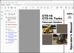 Gehl CT5-16 CT5-16 Turbo Telescopic Handler Operator’s Manual 913225 – PDF DOWNLOAD